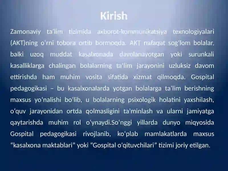 Gospitalpedagogikada AKTdan foydalanish imkoniyatlari 3