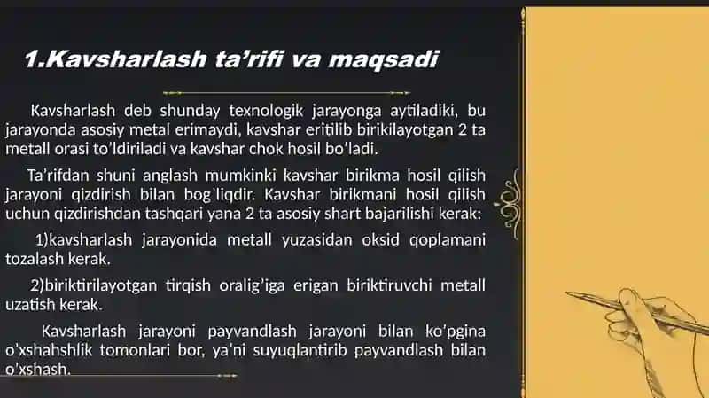 Kavsharlash texnologik jarayoni 3