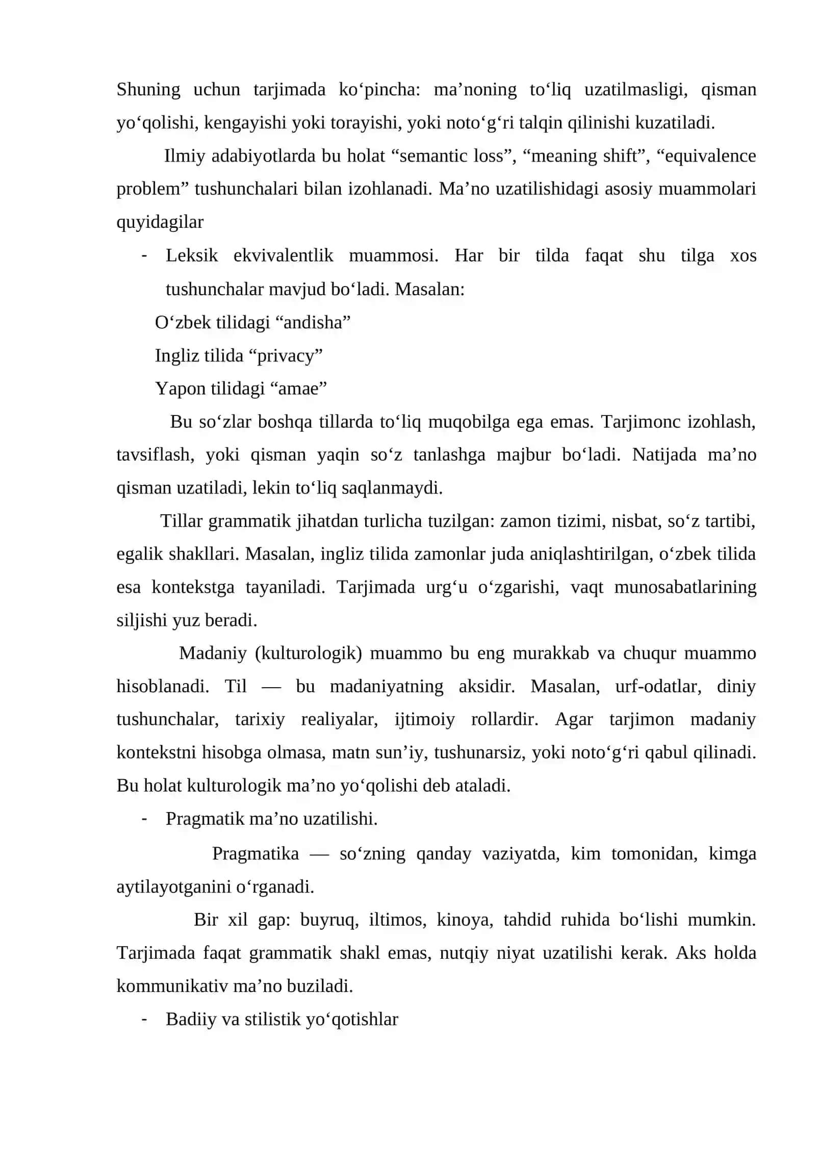 Tarjimada konkretlashtirish va umumlashtirish masalalari 3