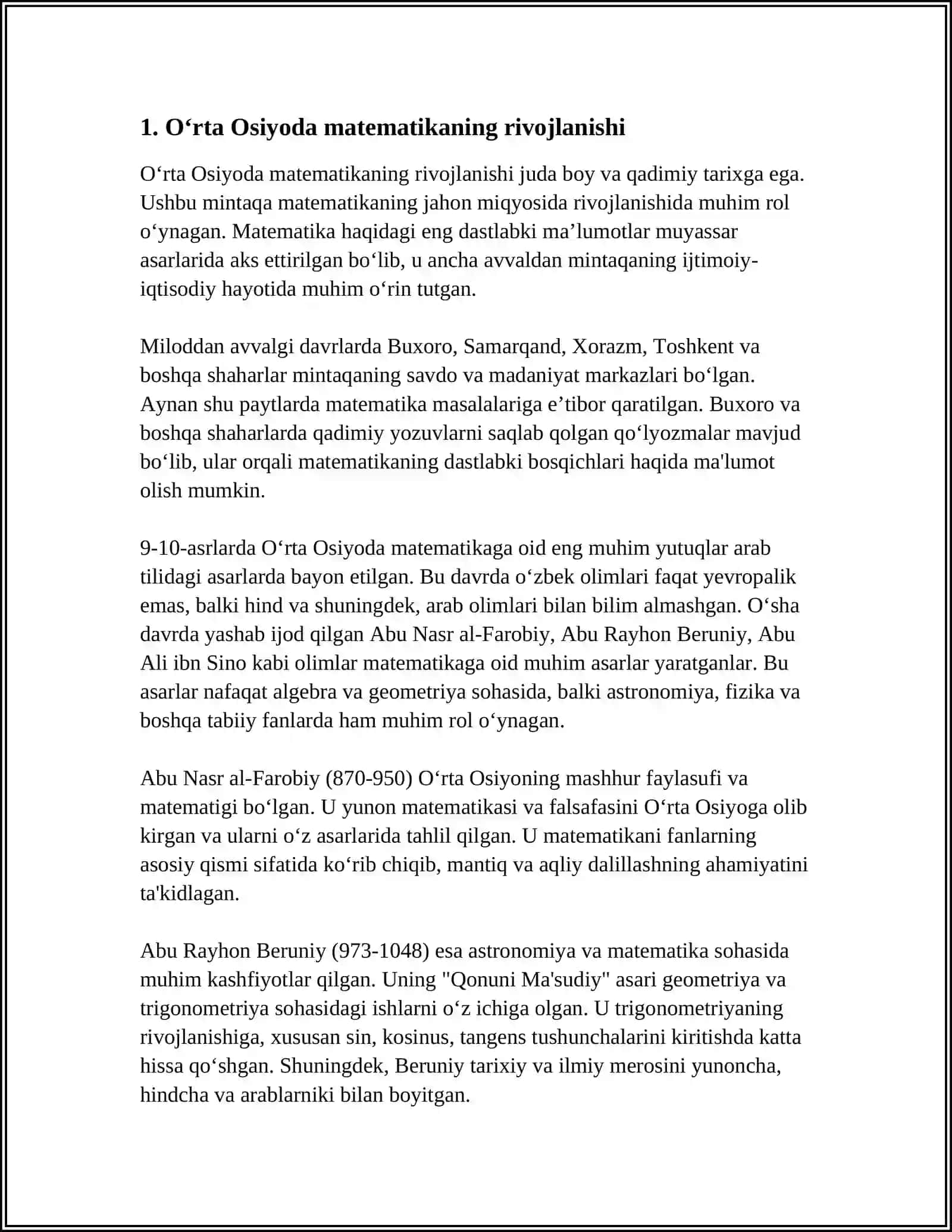 O‘RTA OSIYO VA O‘ZBEKISTONDA MATEMATIKA 3