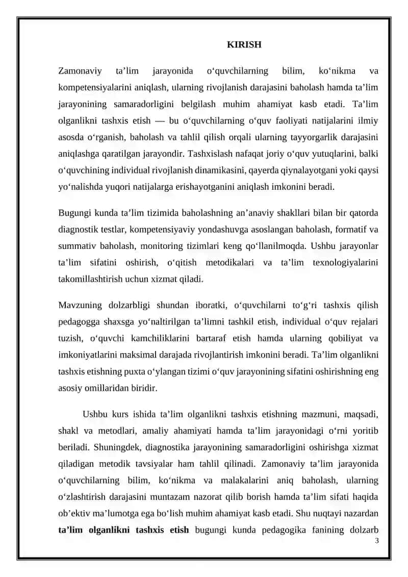 Ta'lim olganlikni tashxis etish 3