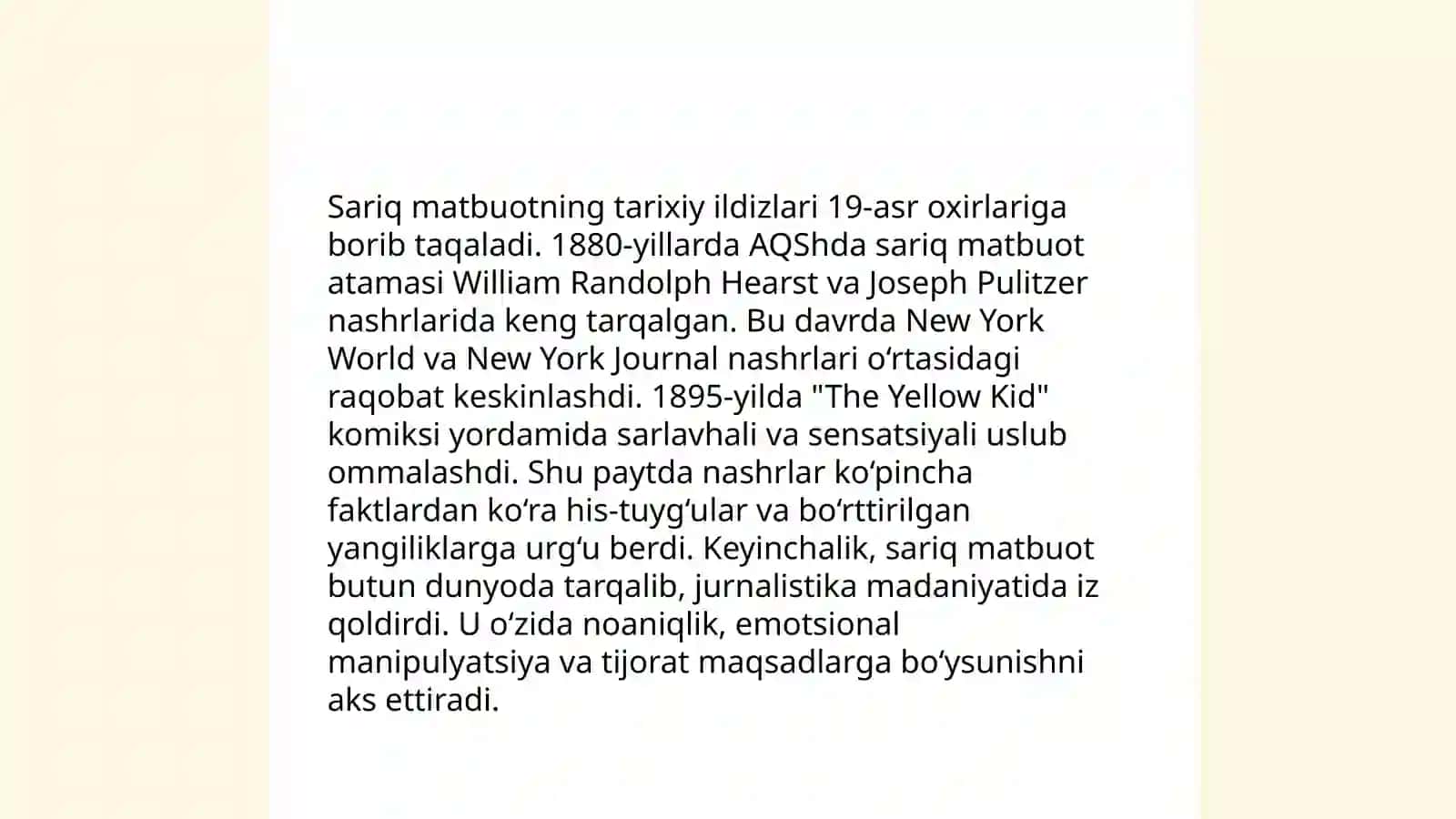 AQShda sariq matbuotning rivojlanishi 3
