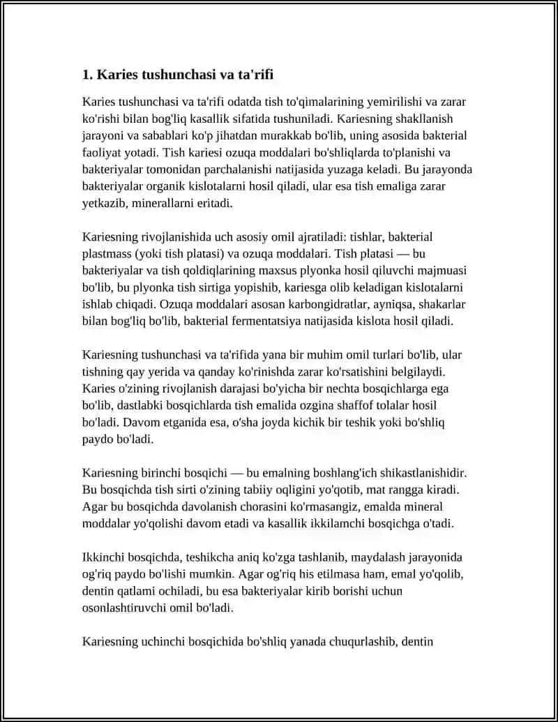 KARIES HAQIDA TUSHUNCHA. KARIES KOVAKLARINING TASNIFI 3