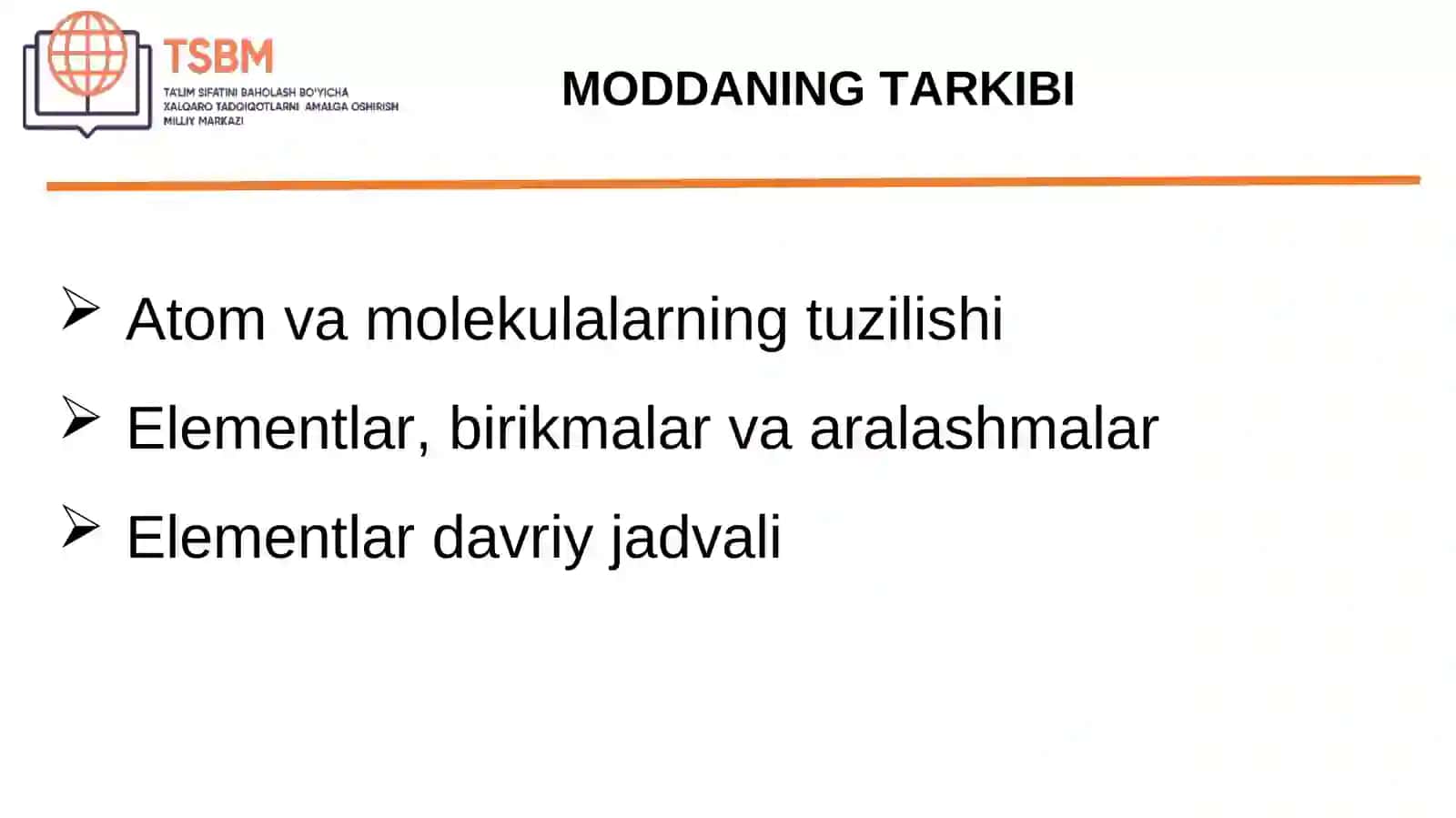 TIMSS xalqaro tadqiqotining tabiiy fanlar mazmun sohasi (8-sinf kimyo fani) 3