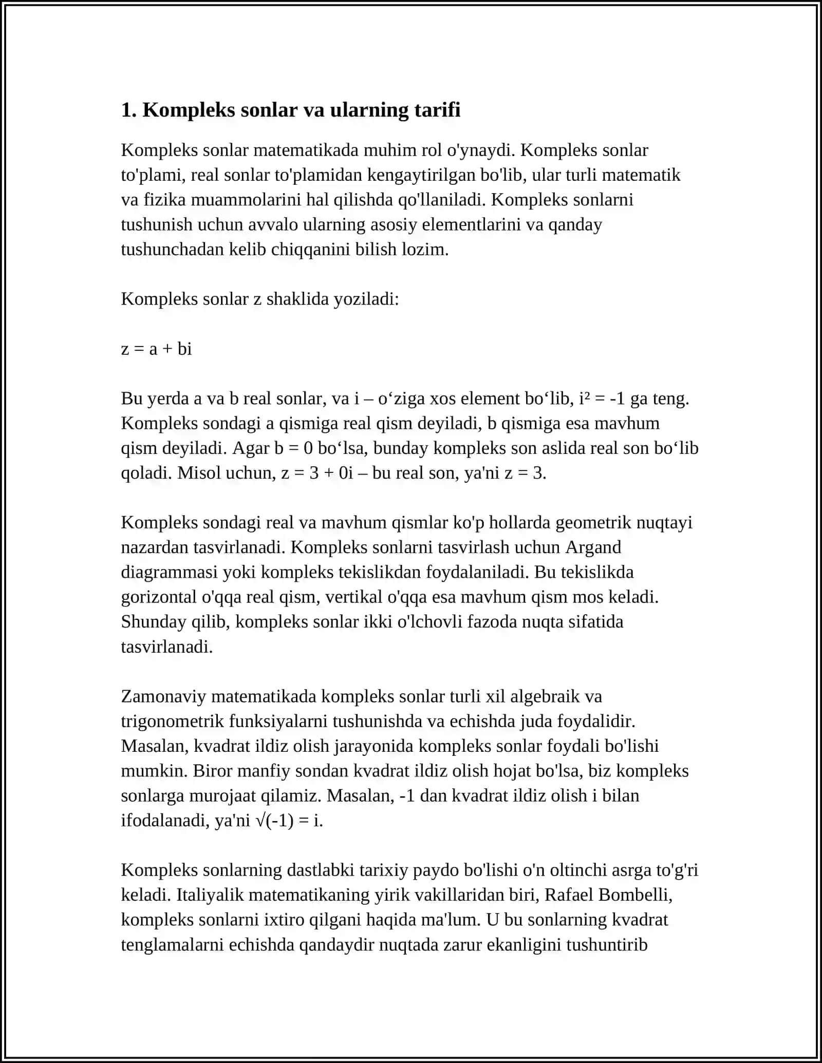 KOMPLEKS SONLAR 3