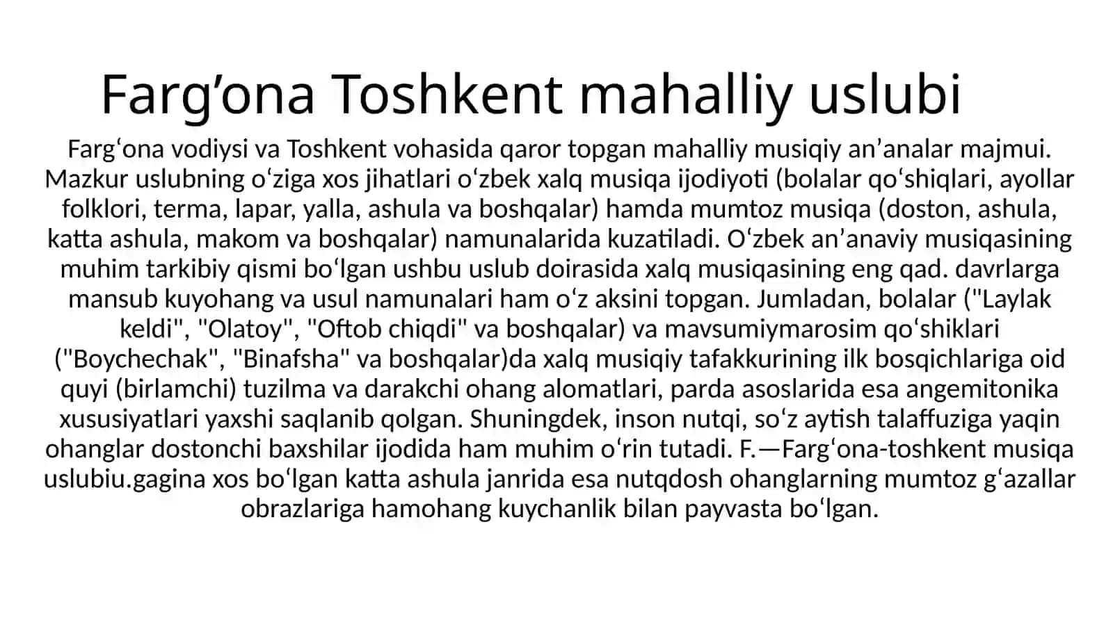 Farg’ona Toshkent mahalliy uslubi 3