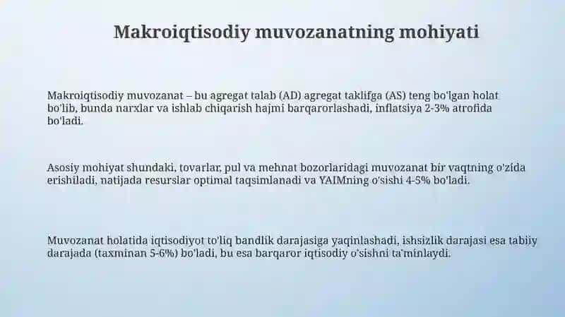 Makroiqtisodiy muvozanatning mohiyati 3