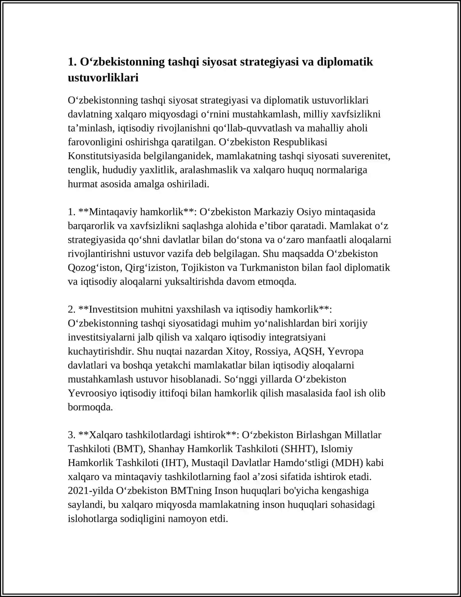 O'zbekiston va Jahon Hamjamiyati 3