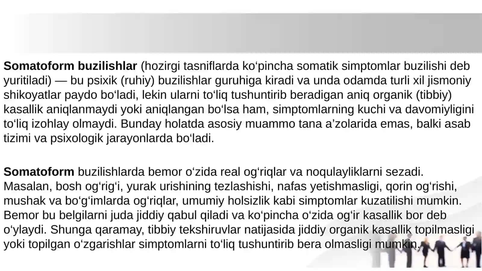 Somatoform buzilishlarining klinik ko'rinishi 3