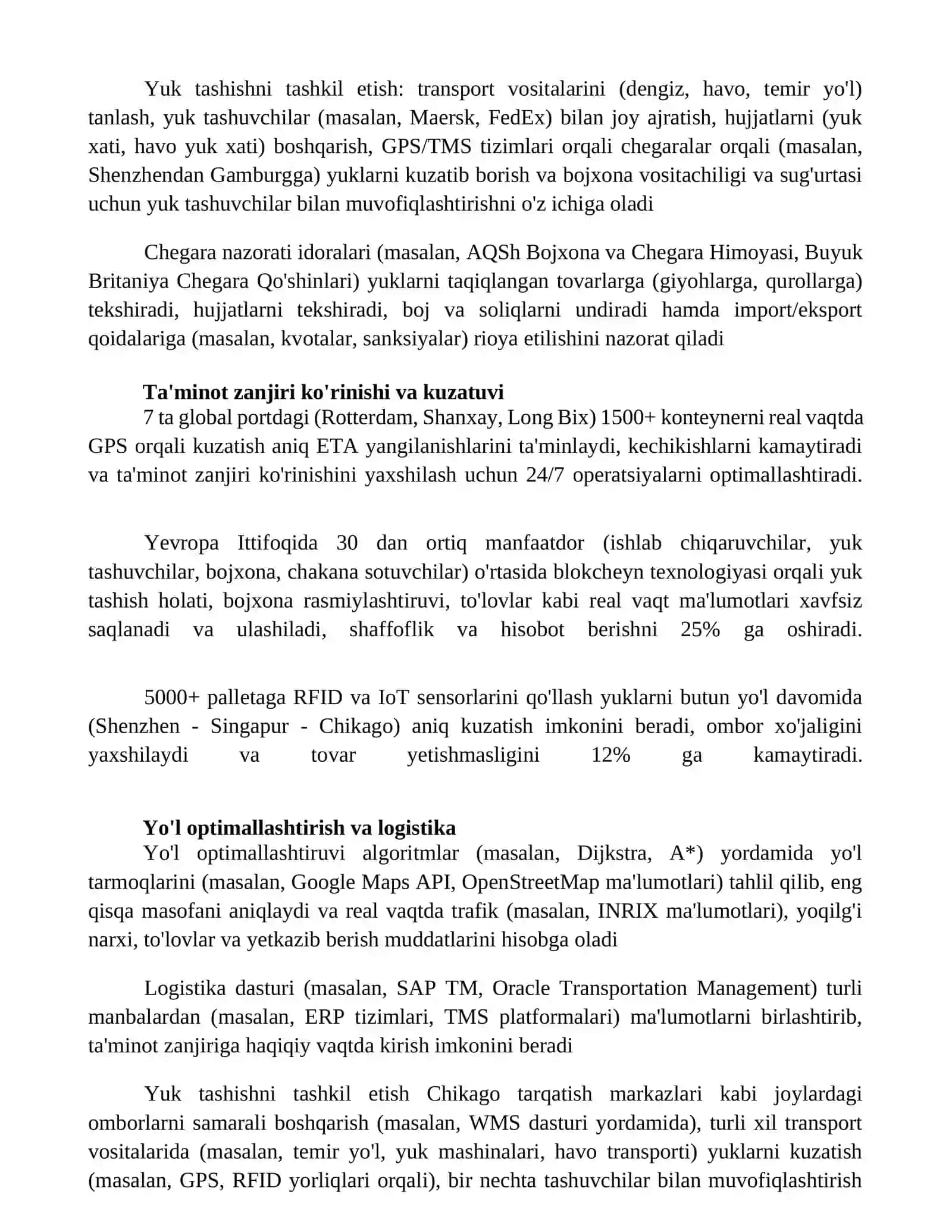 Yuk tashish xarajatlarini optimallashtirish 3