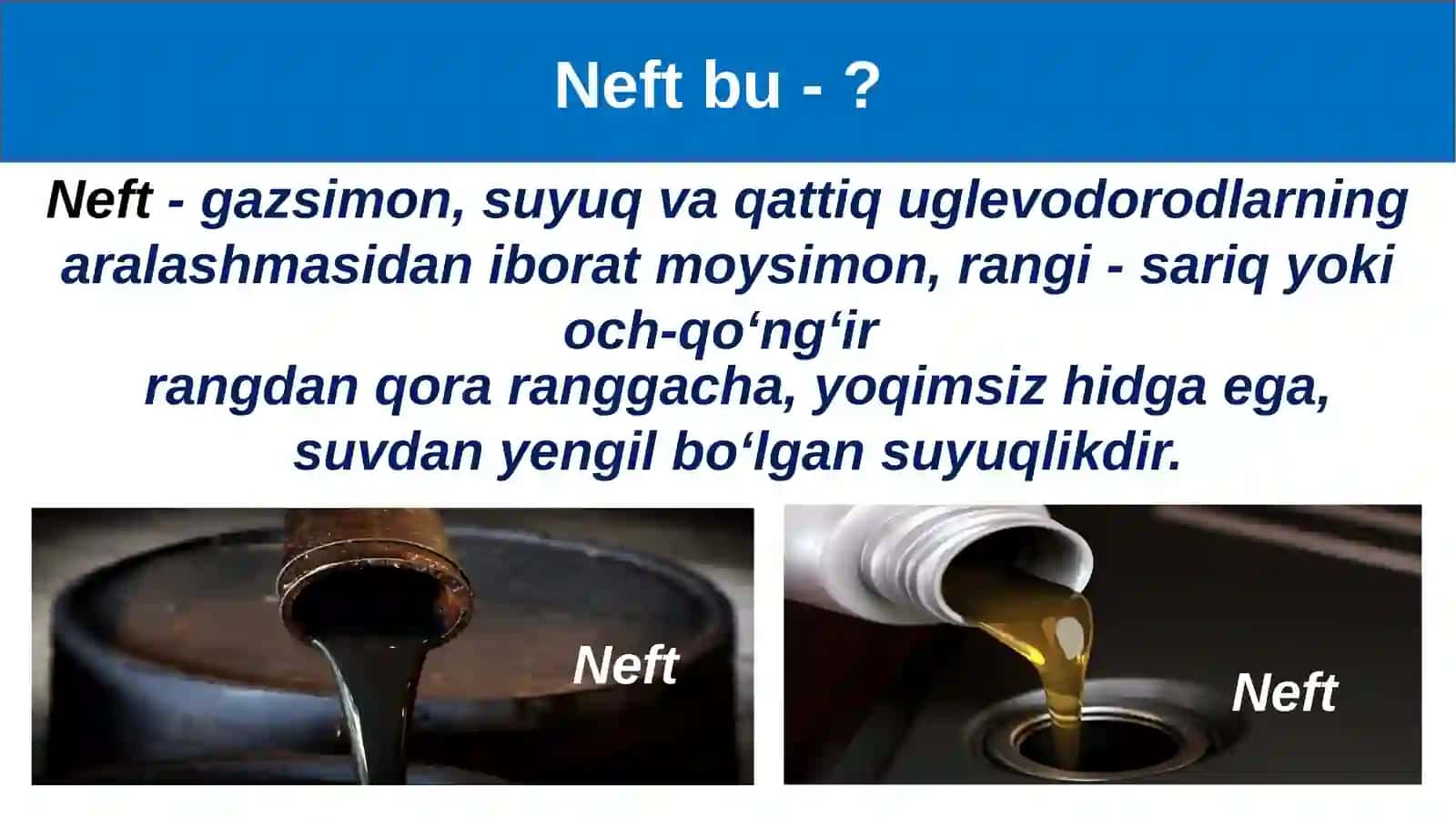 10-sinf Kimyo fanidan Neft va neftni qayta ishlash mahsulotlari dars taqdimot 3