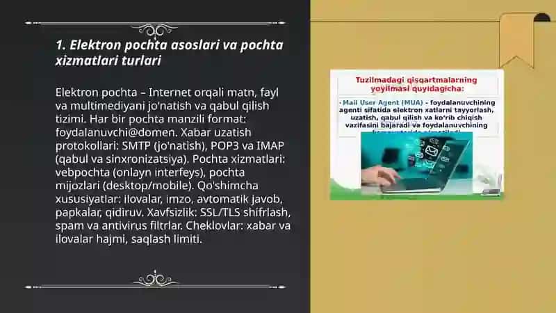 Elektron pochta orqali turli axborotlarni jo’natish va qabul qilib olish 3