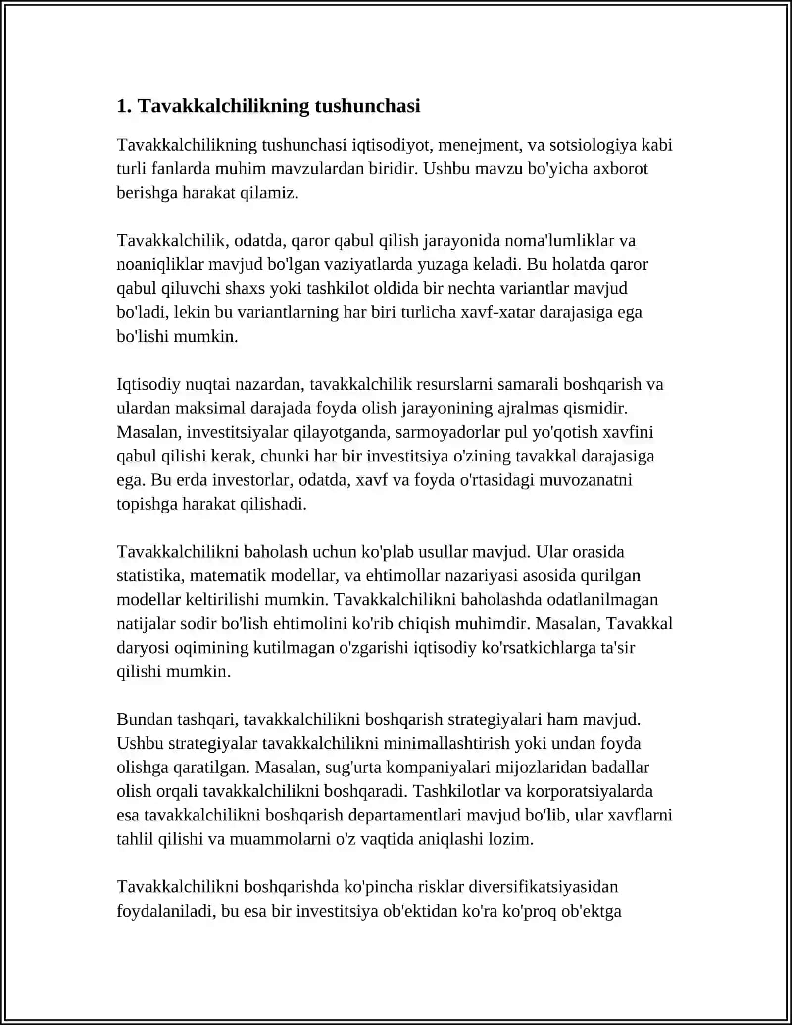 Tavakkalchilik va uni hisoblash 3