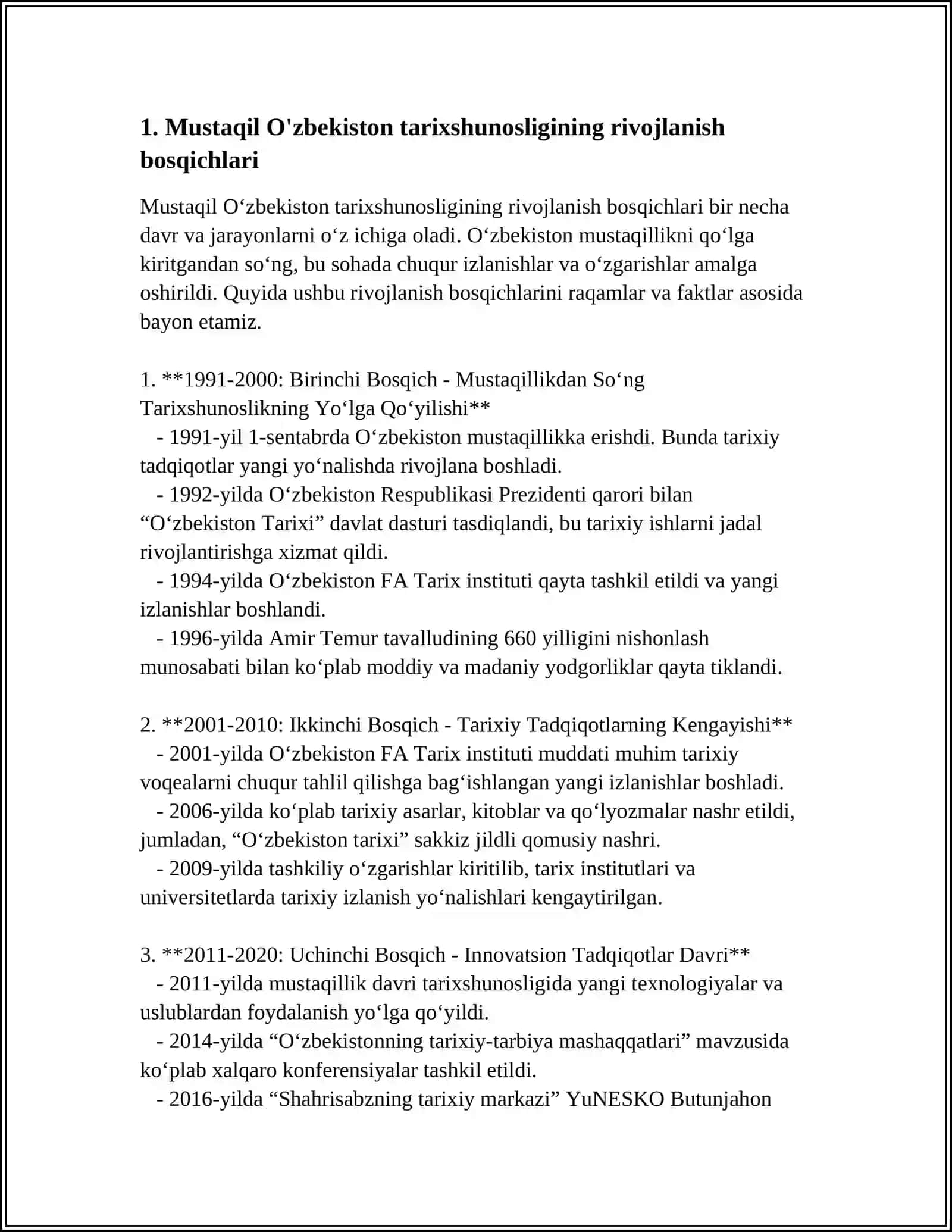 MUSTAQIL O'ZBEKISTON TARIXSHUNOSLIGI 3