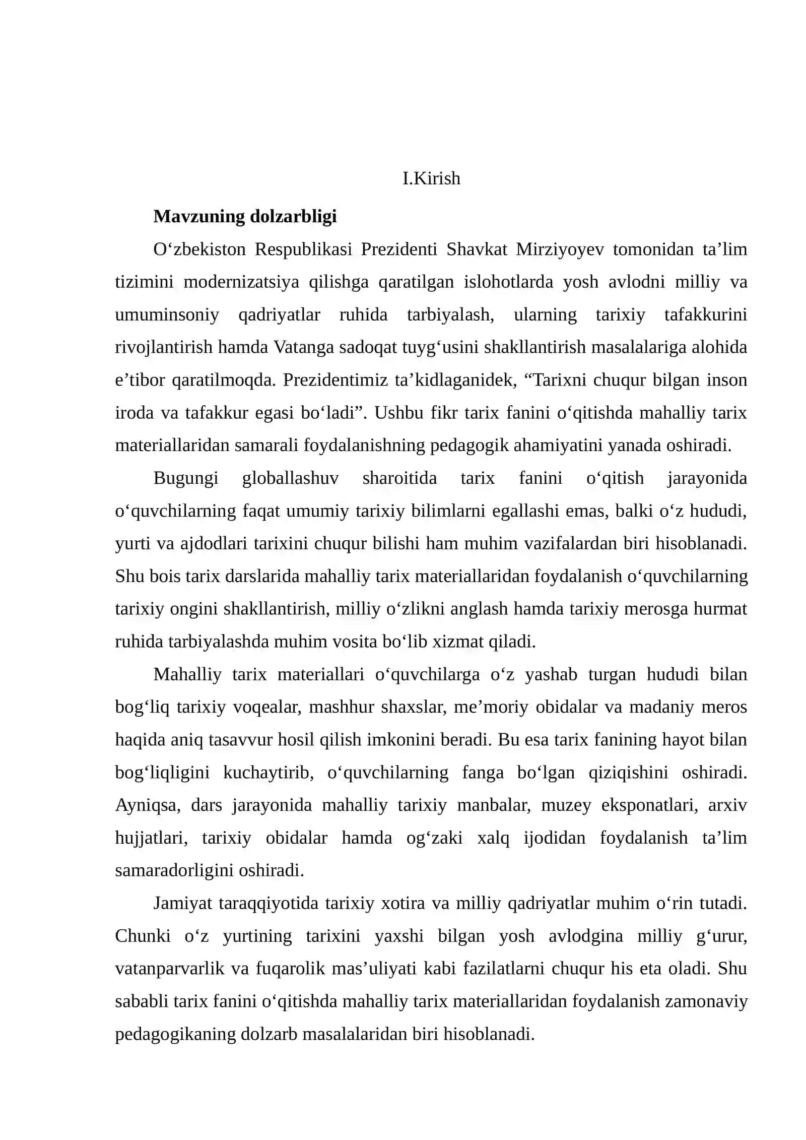 "Tarix darslarida mahalliy tarix materiallaridan foydalanish metodikasi" 3