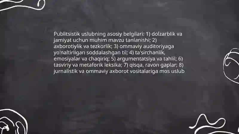 Publitsistik uslub bilan ishlab namunalar 3