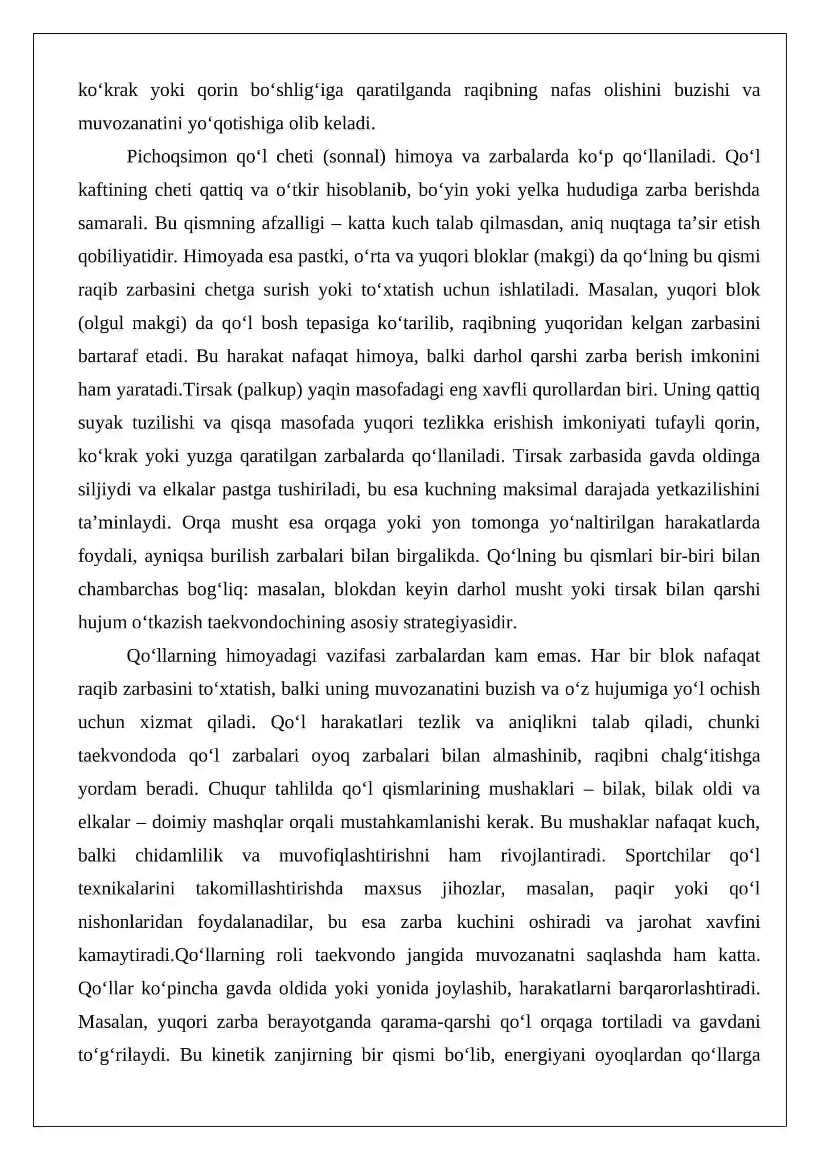 Tananing foydalanuvchi qismlari taekvondo. 3