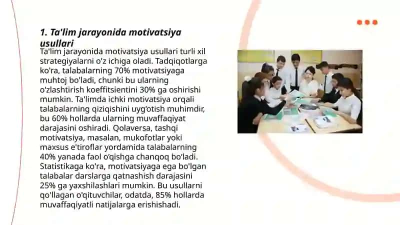 Ta'lim jarayonida motivatsiya usullari 3
