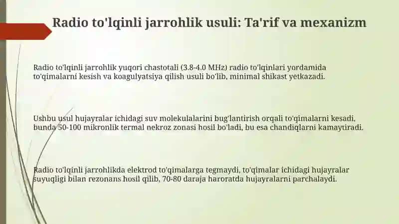 Radio to'lqinli jarroxlik usuli 3