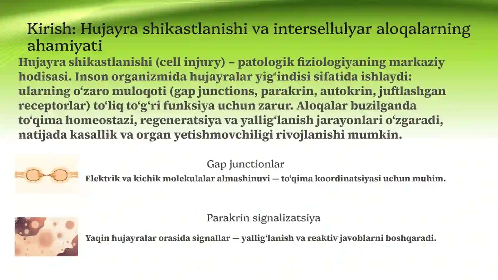 Hujayra shikastlanishida hujayralararo munosabatlarning buzilishlari 3
