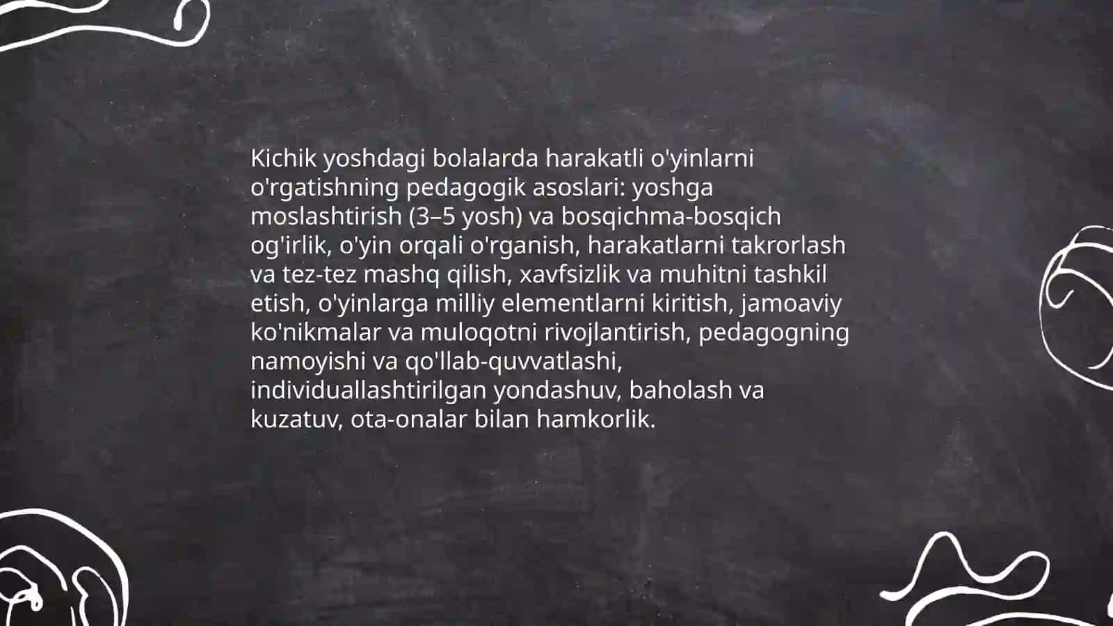 Kichik yoshdagi bolalarga beriladigan harakatli oyinlarni orgatish.Milliy va harakatli oʻyinlarni oʻqitish metodikasi 3