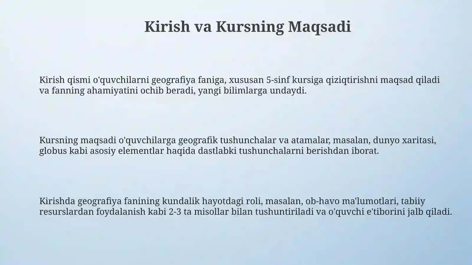 Geografiya fanining boshlang'ich kursi 3
