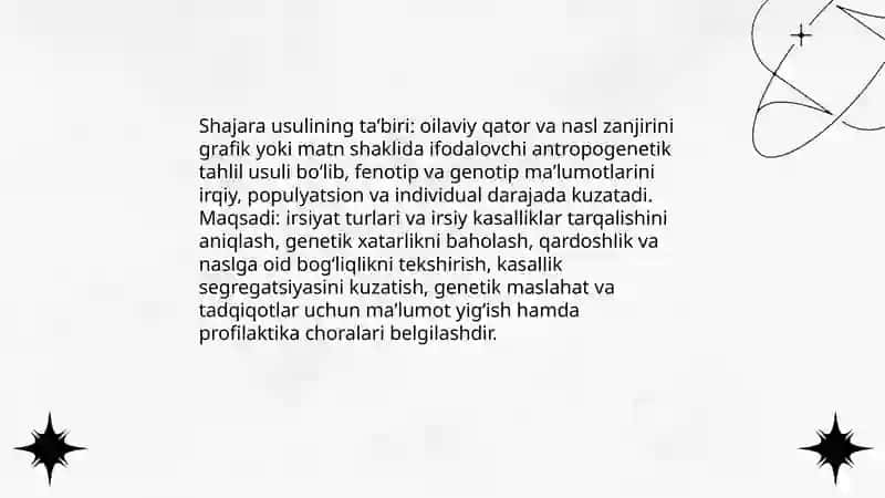 Antropogenetika usullari: shajara usuli 3