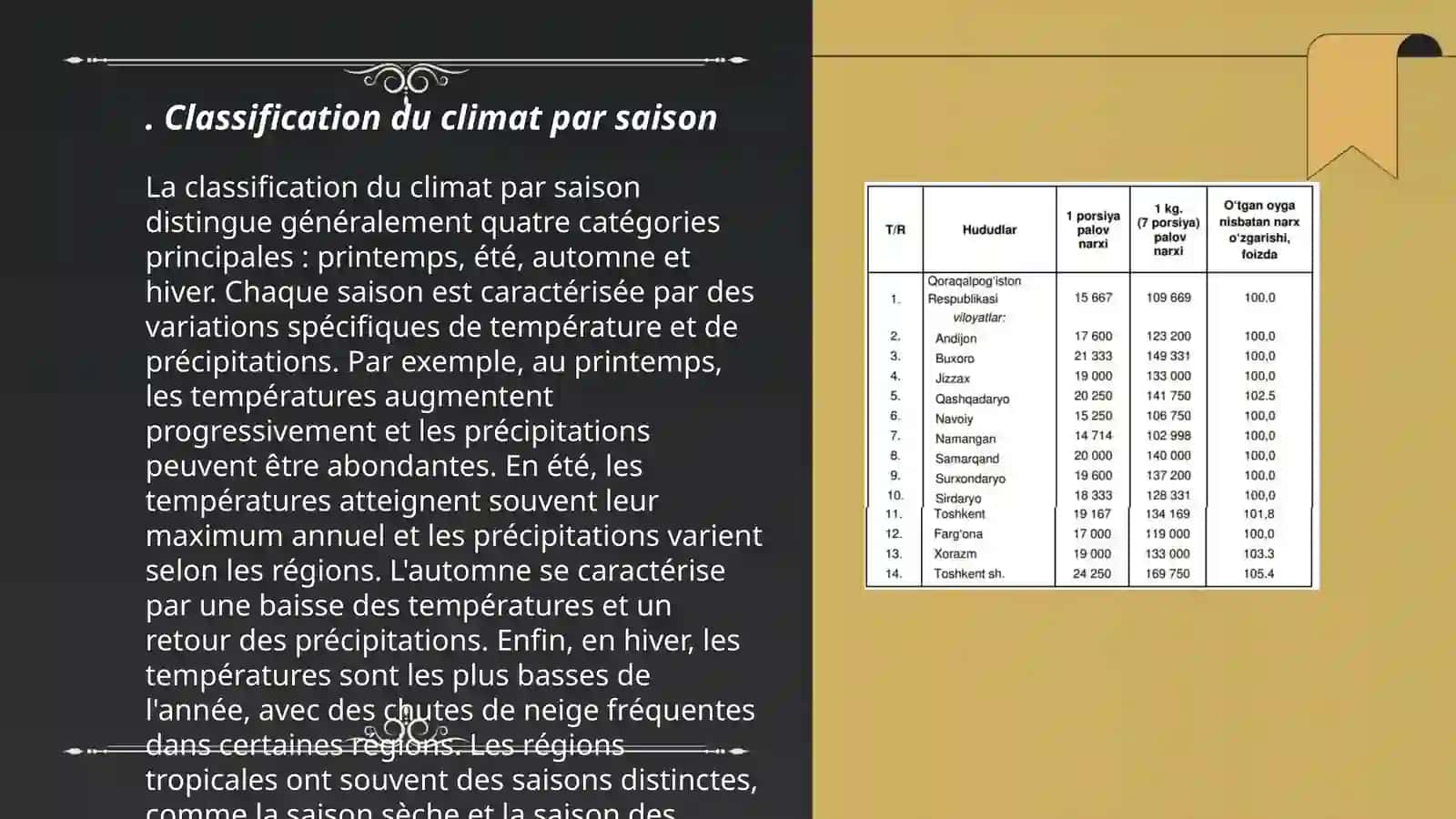 Classification du climat par saison 3