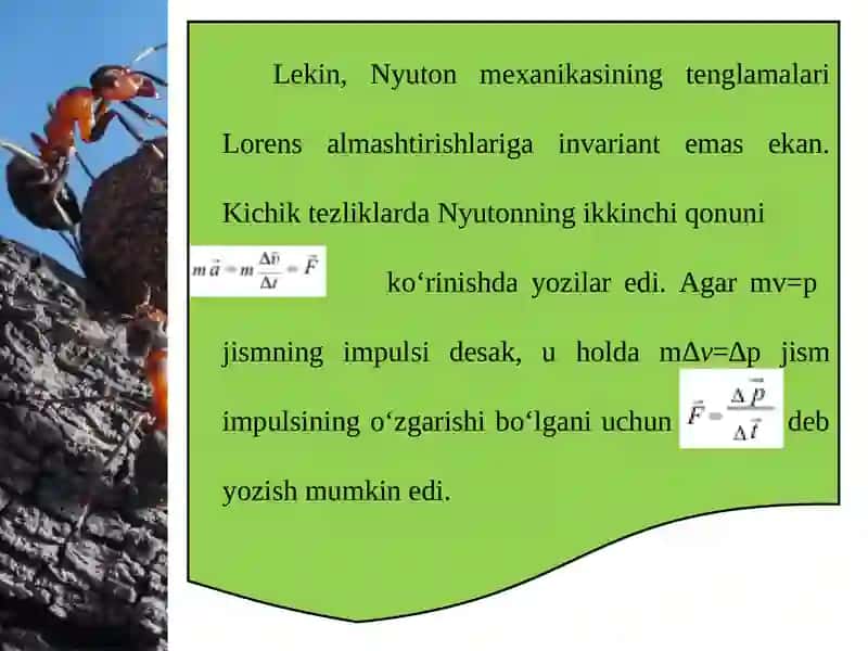 Massa va energiyaning o'zaro bog'liqlik qonuni 3