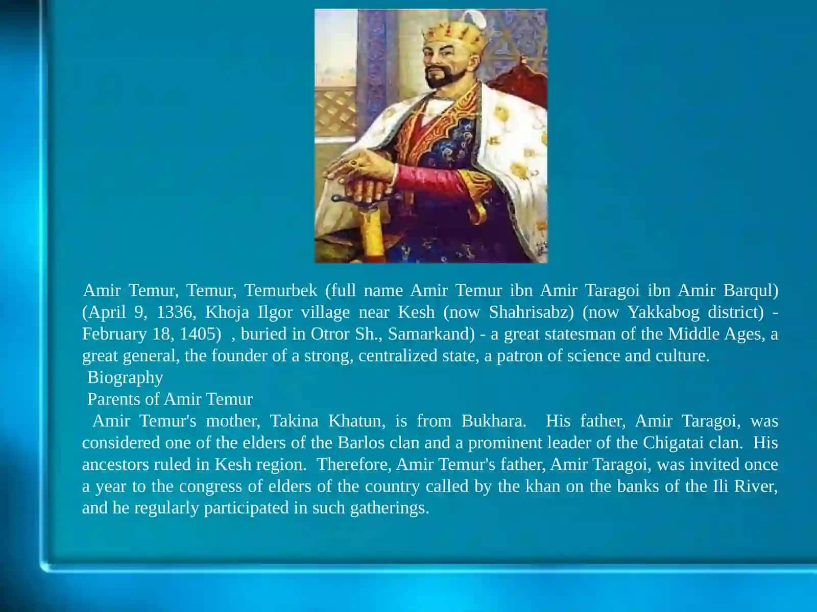 Life and activities of GreatTemur 3