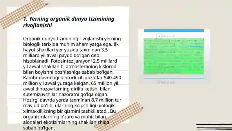 Yerning organik dunyo tizimi 3