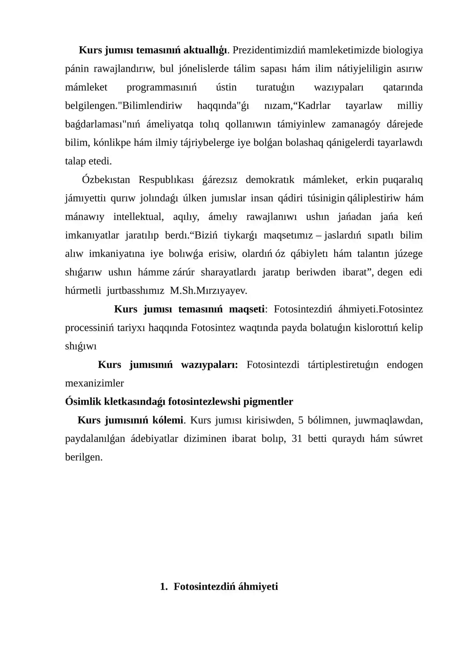 Fotosintez processiniń áhmiyeti hám tariyxı 3
