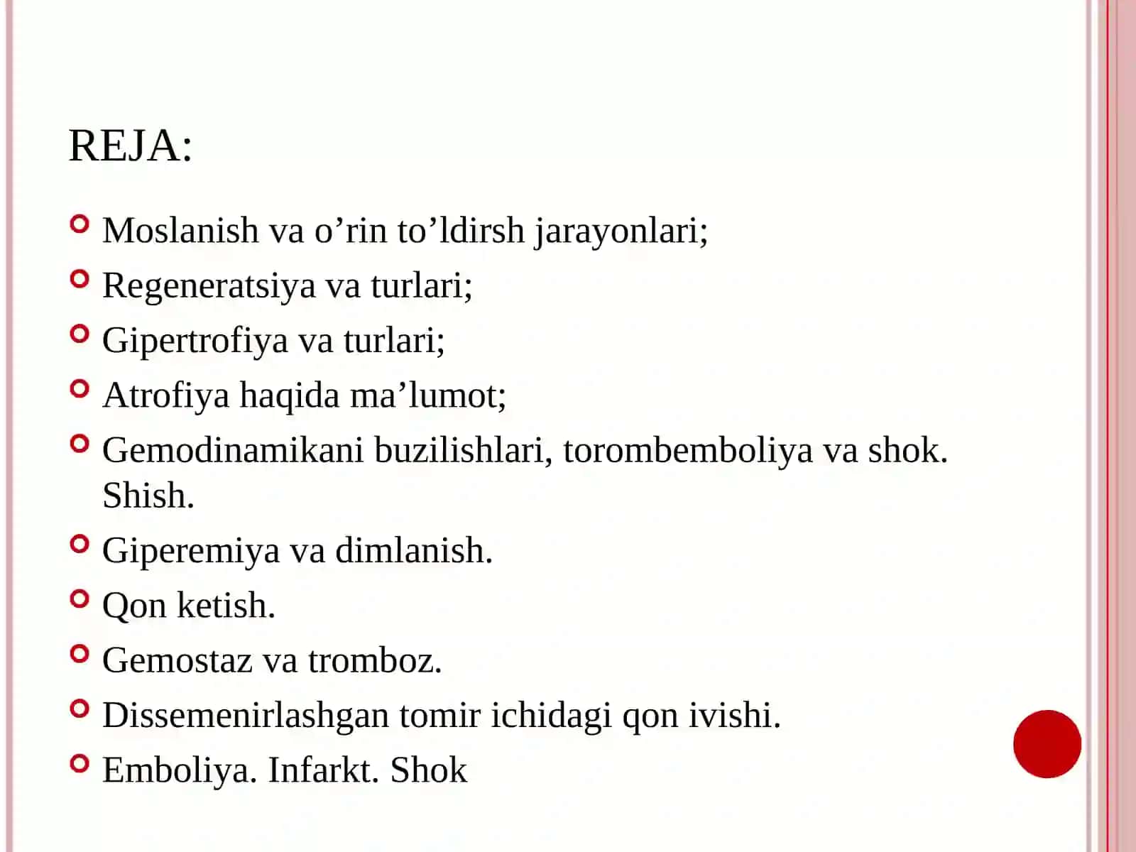 MOSLANISH VA O’RIN TO’LDIRISH. GEMODINAMIKA 3