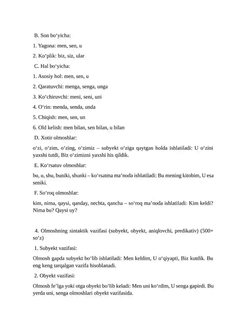 Olmosh (morfologik turkum olmoshlar) 3