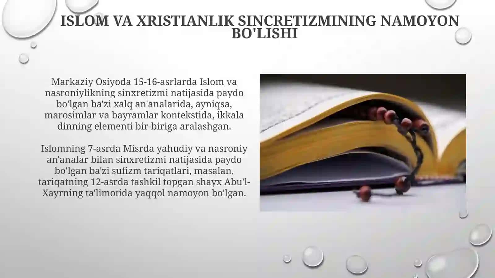 Islom va boshqa dinlar sinxretizmining natijasi boʻlgan diniy ta’limotlar tarixi 3