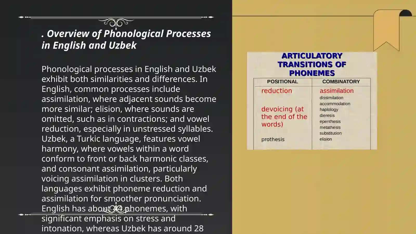 A contrastive study of phonological processes assimilation and dissimilation in english and Uzbek 3