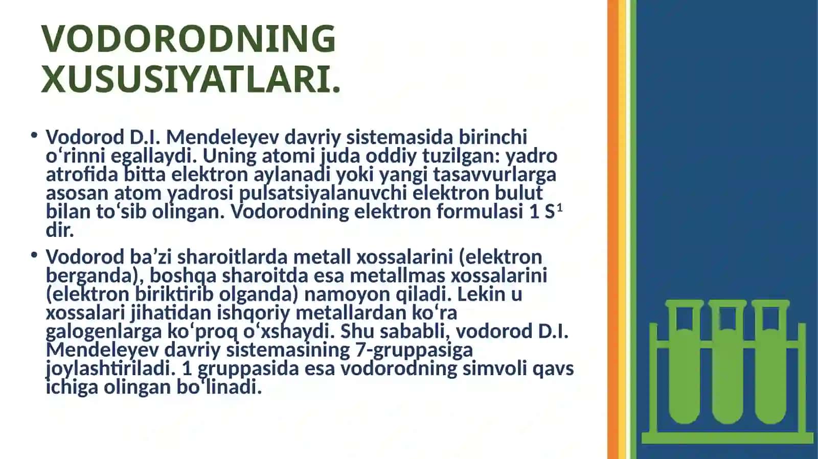 Vodorodning xususiyatlari va olish usullari 3