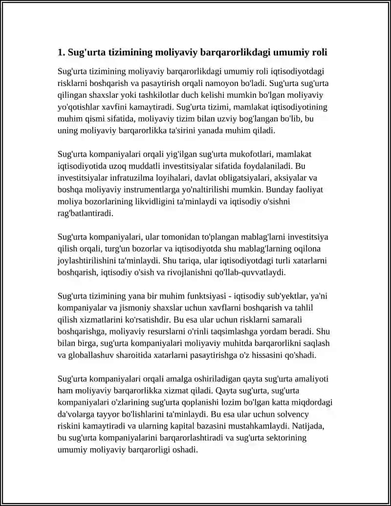 Sug'urta Tizimi va Aralash Investitsiyalar 3