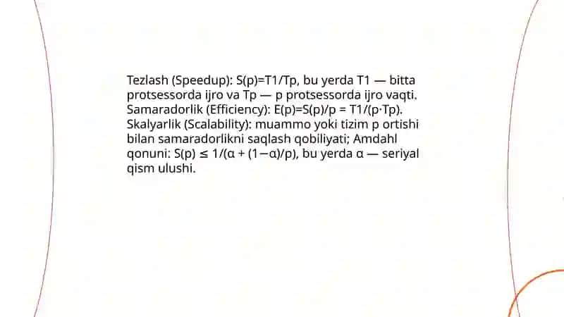 Paralel dastur samaradorligini oshirish uchun asosiy ko'rsatgichlar 3