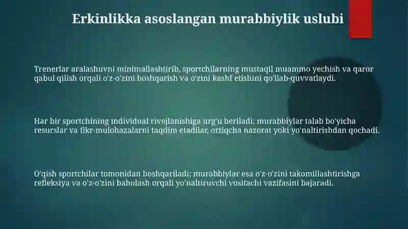 Sport jamoasini pedagogik boshqarish uslublari 3