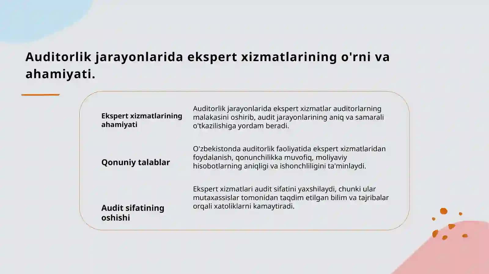Auditorlik faoliyatida ekspert xizmatlaridan foydalanish 3
