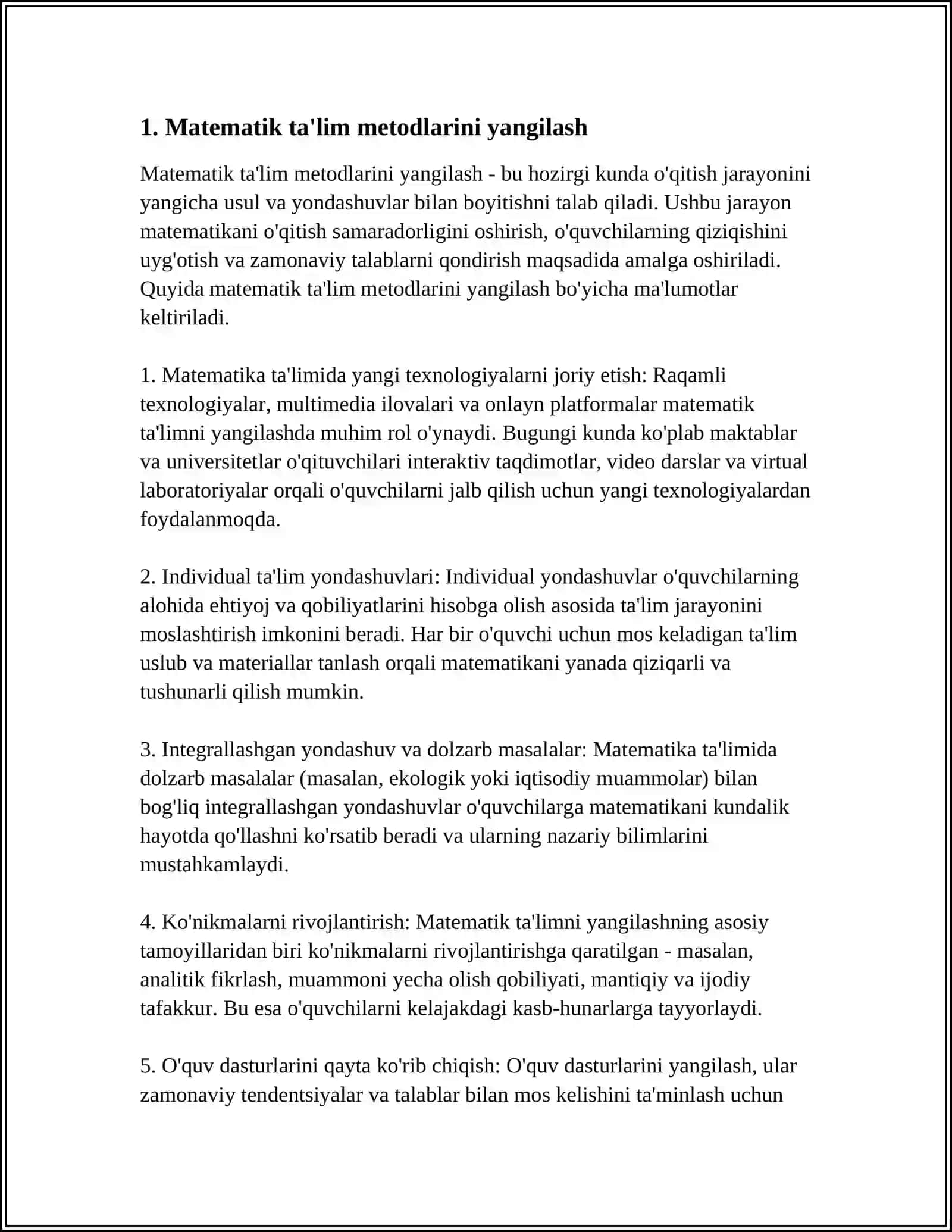MATEMATIK TAʼLIM ISLOHATLARI 3