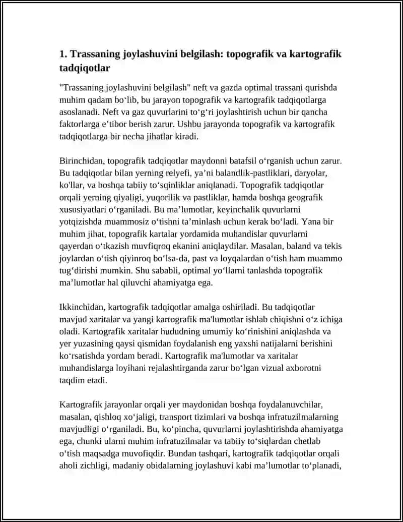 NEFT VA GAZDA OPTIMAL TRASSANI QURISHDA ASOSIY MA’LUMOTLAR 3