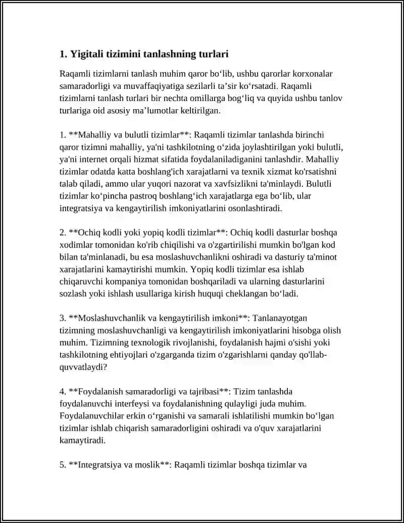 YIGITISH TIZMINI TANLASH VA ASOSLASH 3