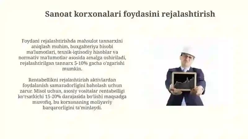 Sanoat korxonalarida foydavarentabellik 3