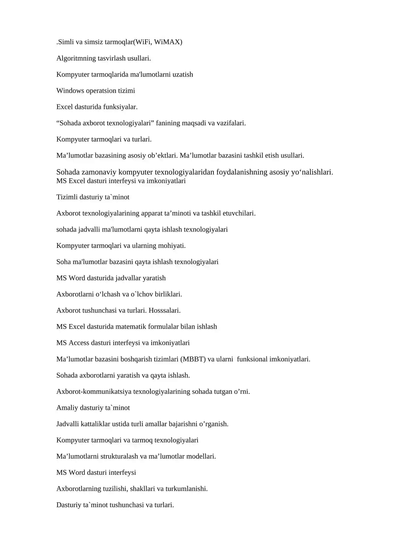 "Sohada axborot texnologiyalari" faniga kirish 3