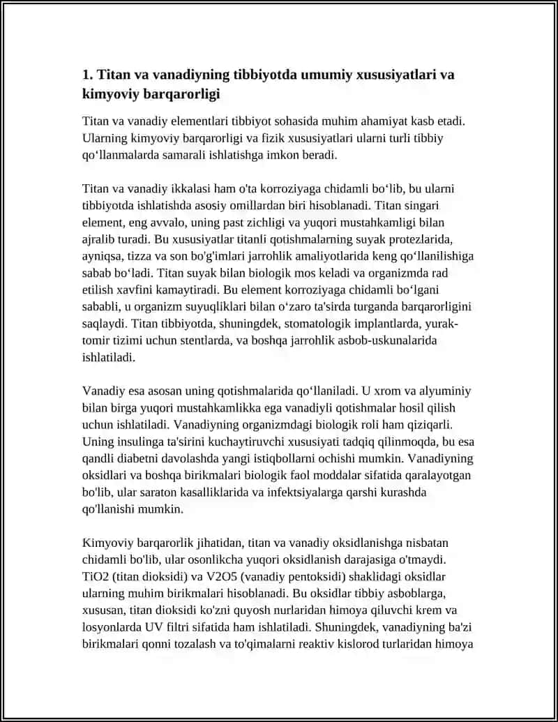 TITAN VA VANADIYNING TIBBIYOTDA QÒLLANILISHI 3