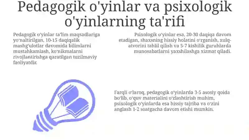 Pedagogik va psixologik o'yinlar 3
