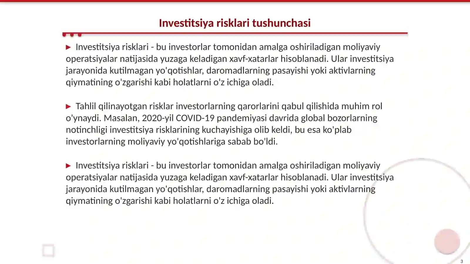 Investitsiya risklari va ularni pasaytirish yollari 3