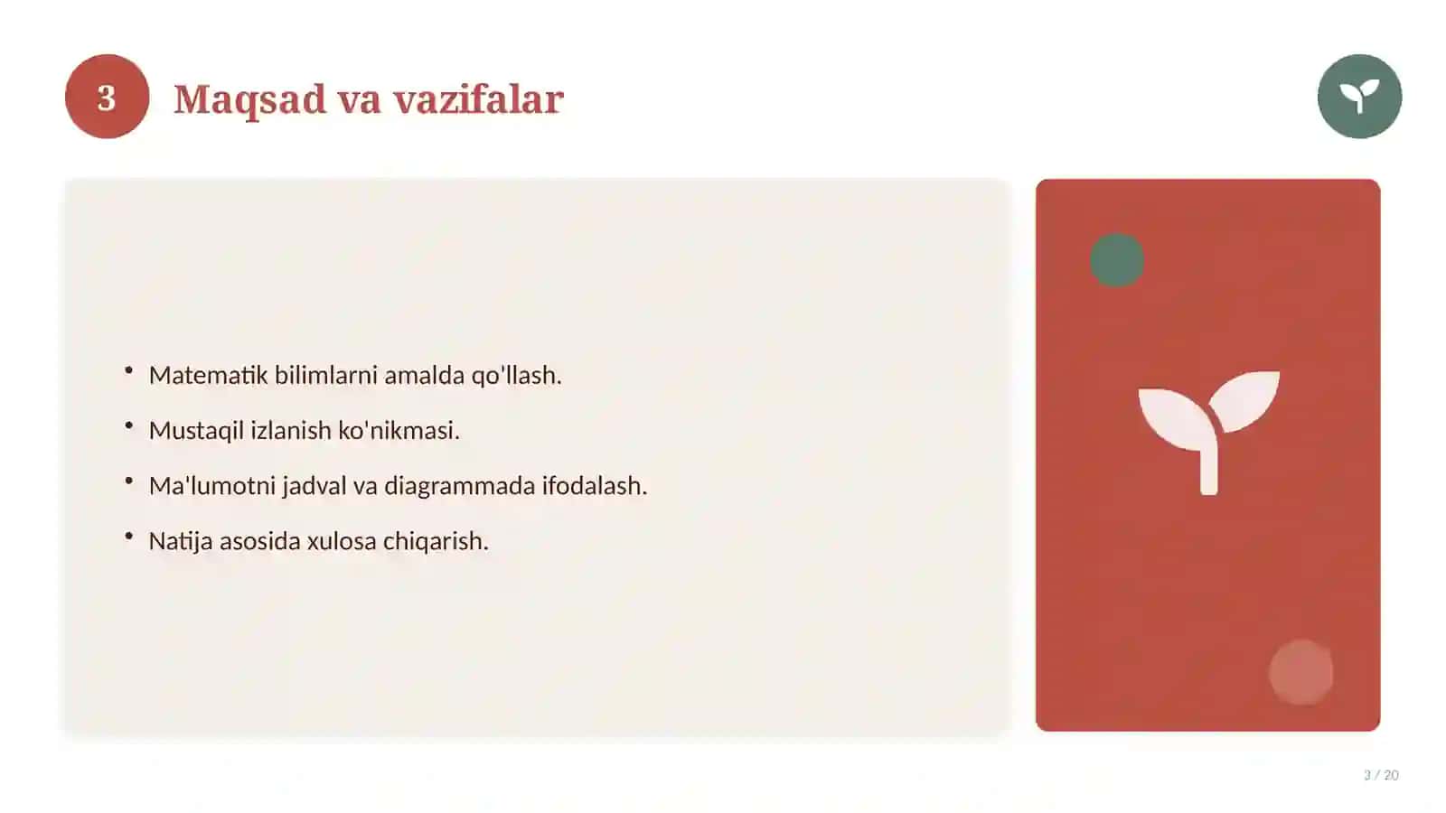 Matematika fanidan 6-sinf loyiha ishi 3